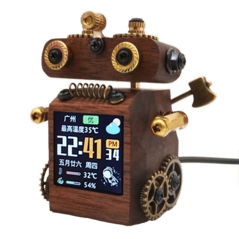 WiFi Weather Desk Clock – Smart Robot Wooden Table Clock Smart Desk Clock Babs