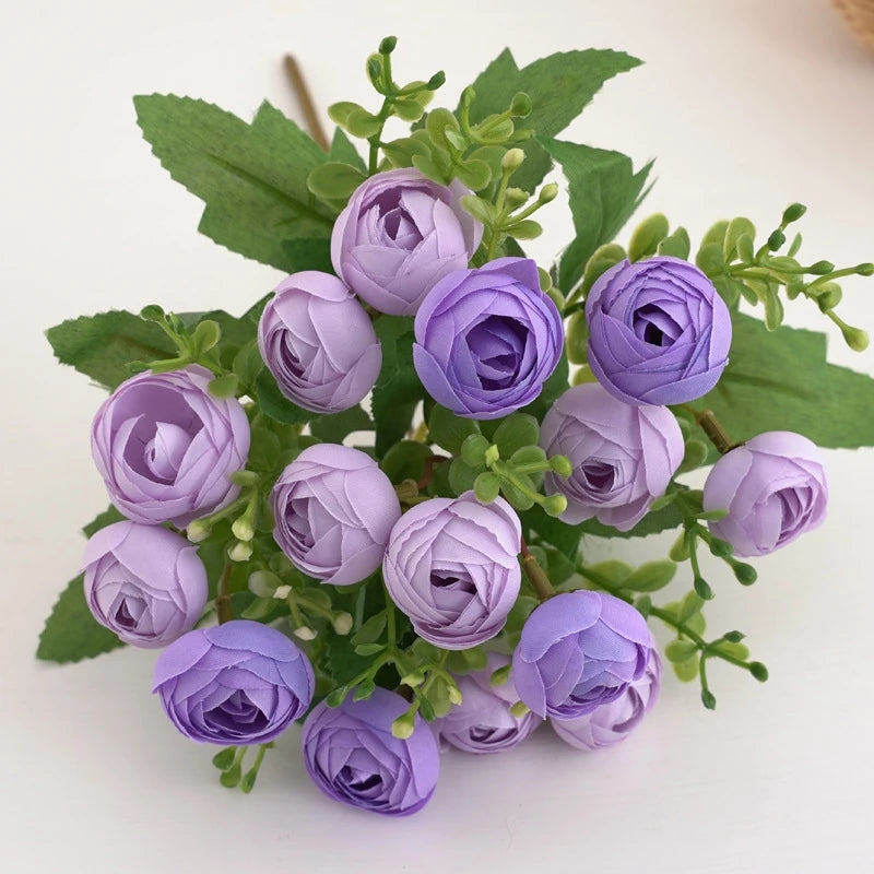 Silk Artificial Tea Bud Flowers – Wedding Bouquet & Home Décor Artificial Flowers Babs PURPLE 1 pc