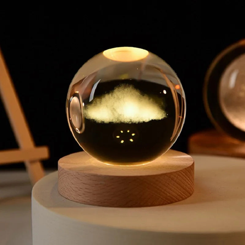 Saturn 3D Crystal Sphere Lamp – 6CM Galaxy Glass Ball Décor Decorative Sphere Lamp Babs