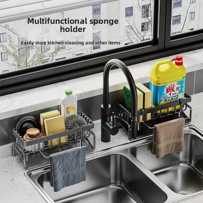 Kitchen Sponge Holder Sink Organizer Drain Rack with Hook Sink Organizer Babs