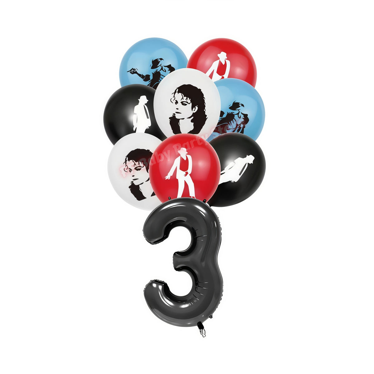MJ Pop King Birthday Party Decorations – Balloon, Banner & Topper Party Decoration Set Babs 17pcs Number-3