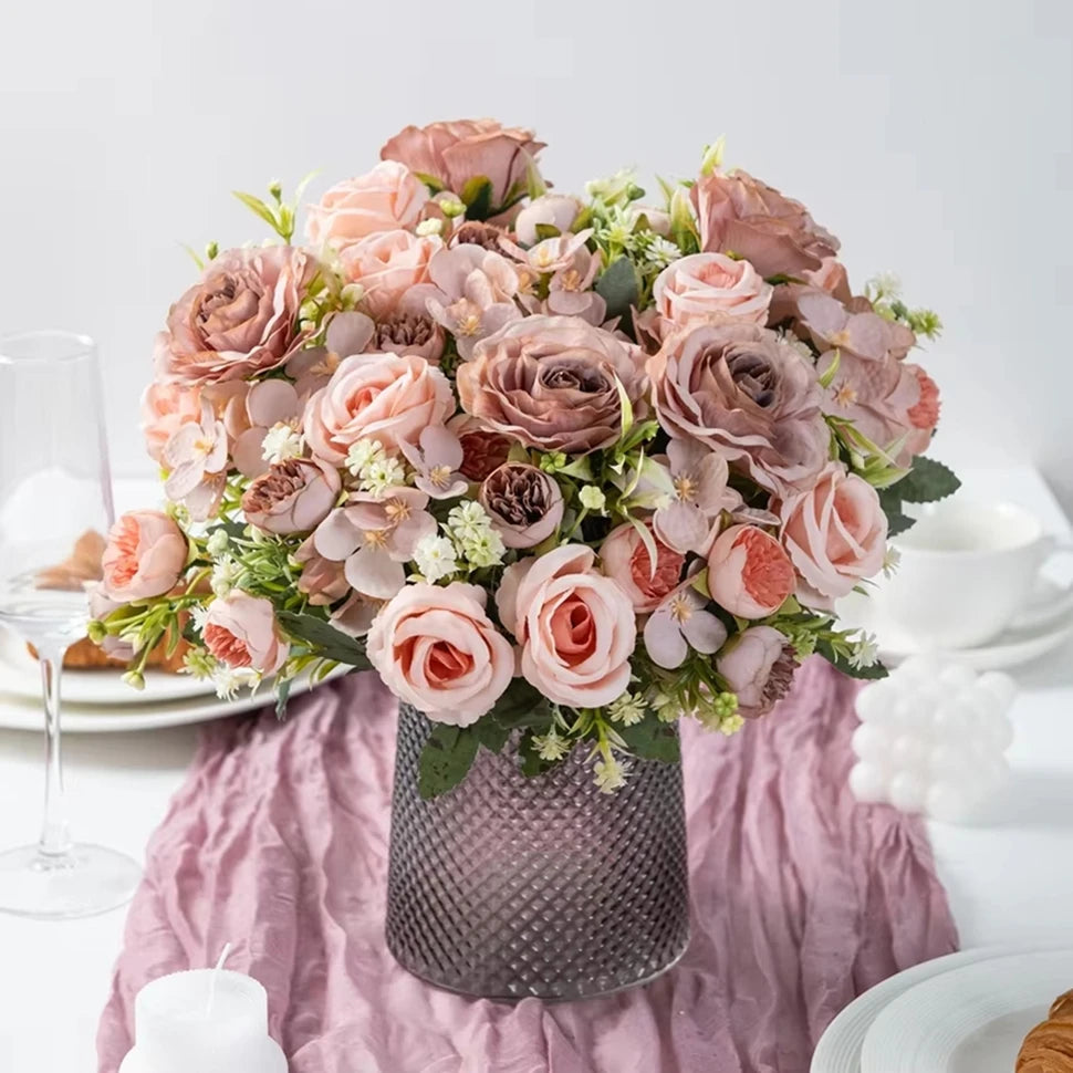 Silk Rose Artificial Flower Bouquet – Wedding & Home Decor Artificial Silk Flower Babs