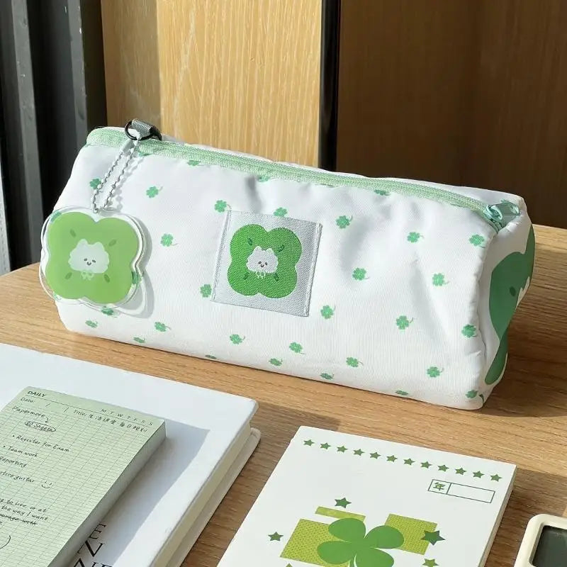 Large Four-Leaf Clover Kitten Pencil & Cosmetic Organizer Case Pencil Case Organizer Babs