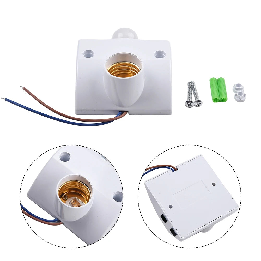E27 PIR Motion Sensor Lamp Holder Socket – IP44, AC110-240V Motion Sensor Socket Babs