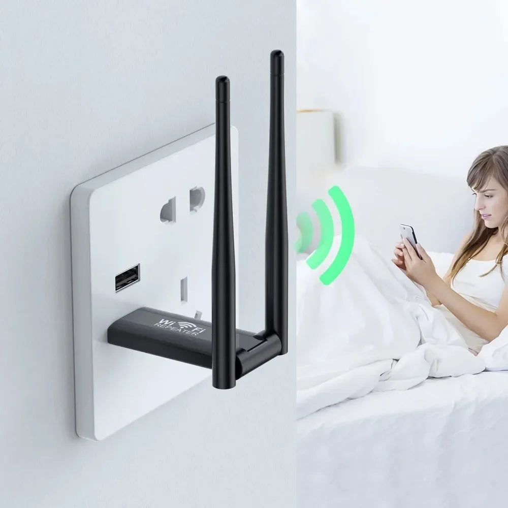KEBIDUMEI 2.4G 300Mbps USB WiFi Repeater & Signal Booster WiFi Repeater Extender Babs