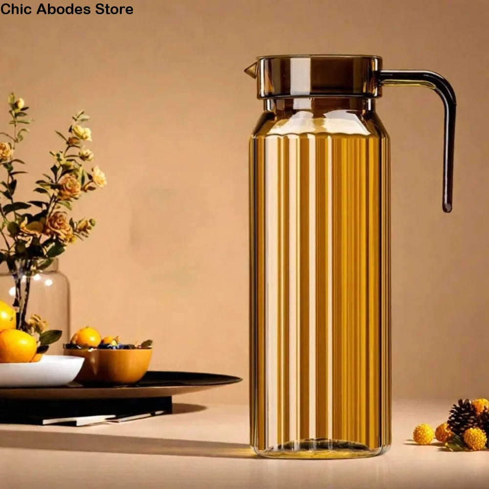 1100ml Striped Cold Water Pitcher – BPA-Free, Anti-Dust Lid Cold Water Pitcher Babs