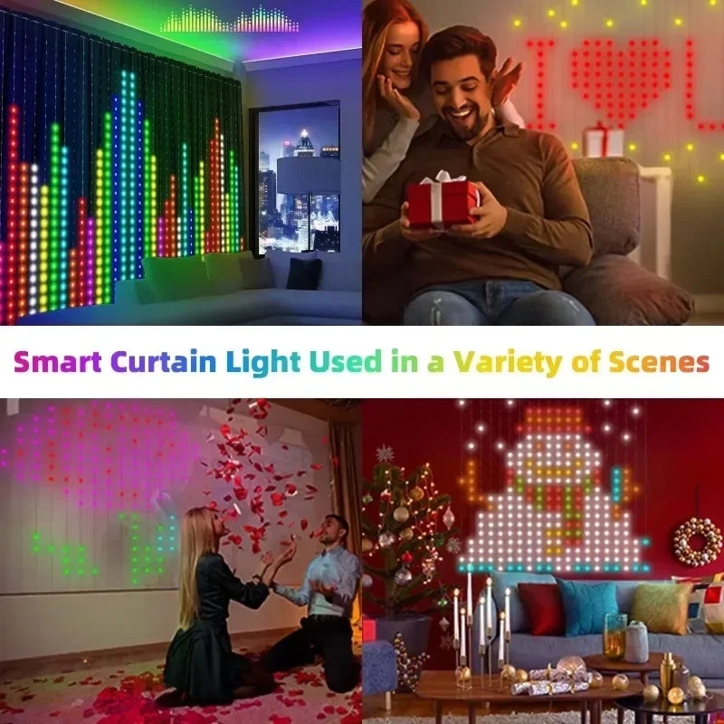 Smart RGB LED Curtain Lights – Bluetooth, 400 LEDs, USB LED Curtain String Lights Babs