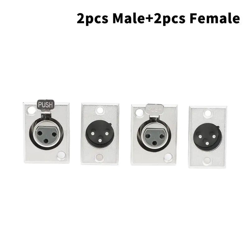 4Pcs 3-Pin XLR Panel Mount Connectors – 2 Male + 2 Female XLR Panel Connector Babs