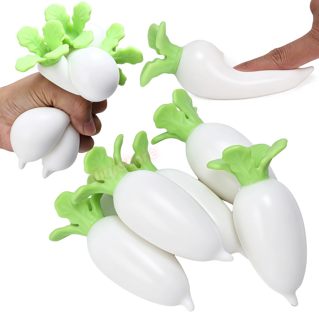 Squishy White Radish Fidget Toy – Desk Decor & Novelty Gift Squishy Fidget Toy Babs