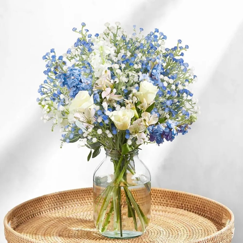 52cm Artificial Star Flower Bouquet Blue & White Wedding Decor Artificial Flower Bouquet Babs