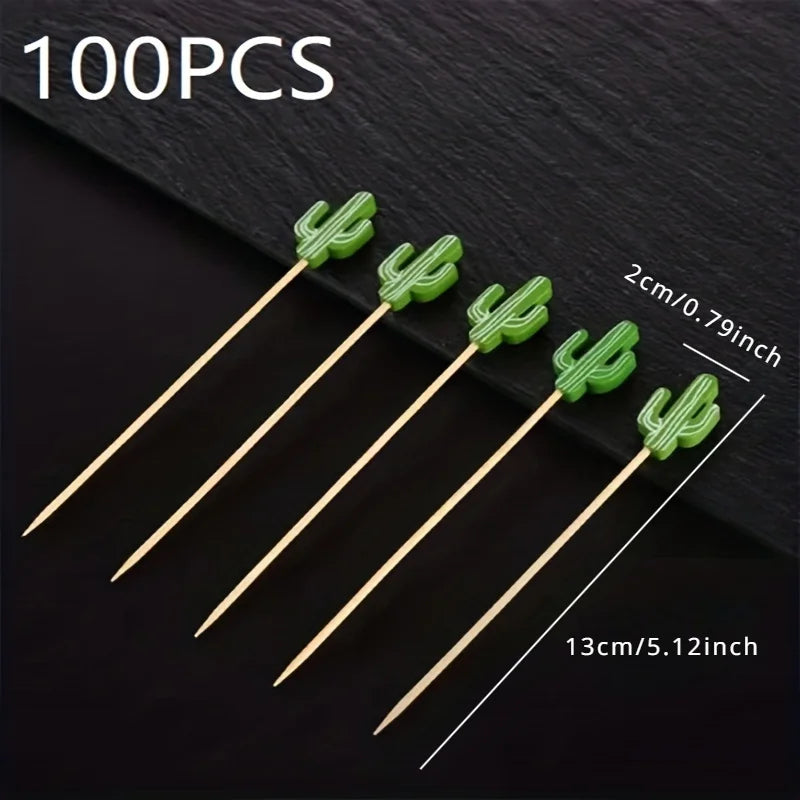 Cactus Bamboo Fruit Picks – Dessert Forks & Party Supplies Bamboo Fruit Picks Babs 100pcs