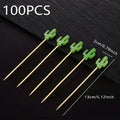 Cactus Bamboo Fruit Picks – Dessert Forks & Party Supplies Bamboo Fruit Picks Babs 100pcs