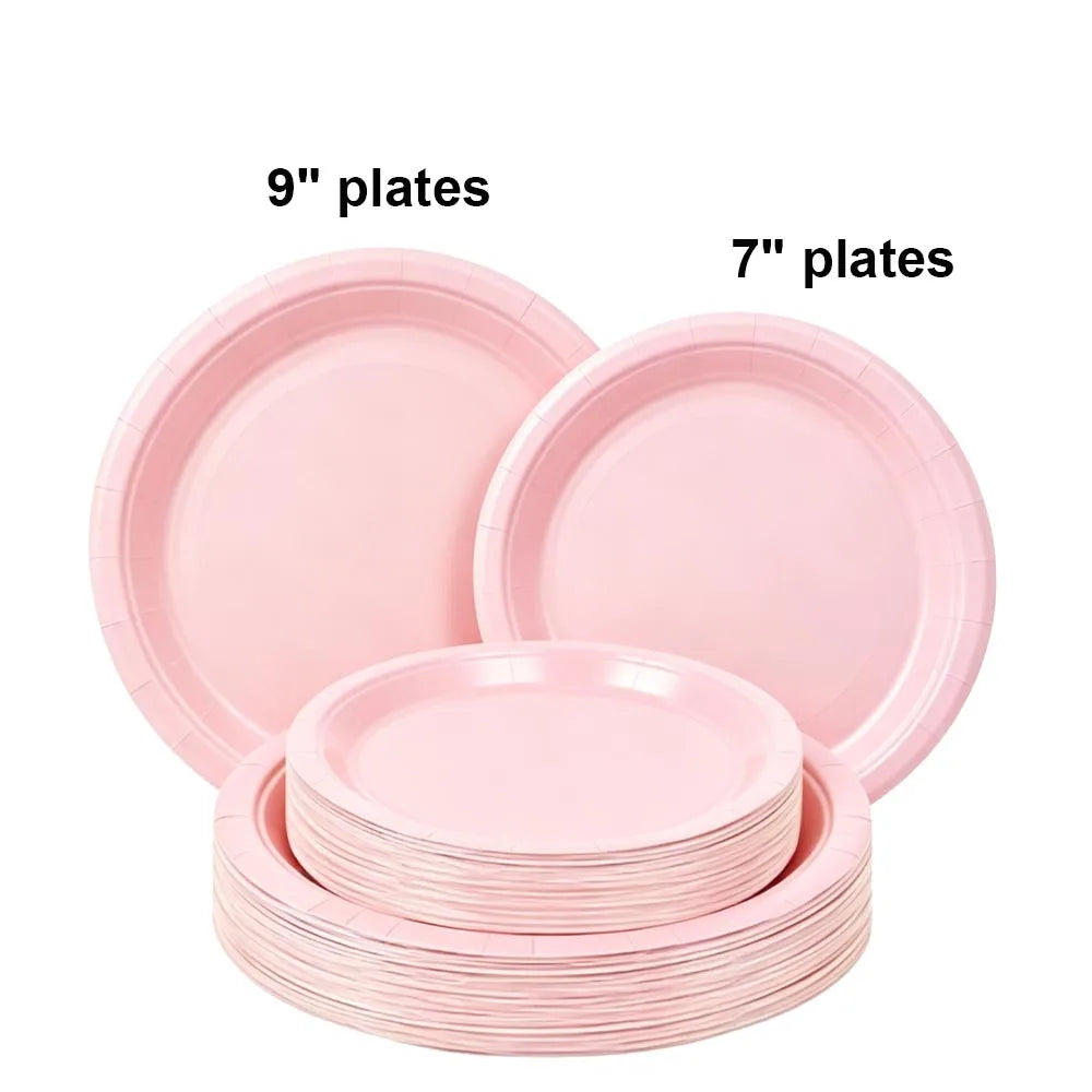 Disposable Paper Plates 7" & 9" Set – Party & Event Supplies Disposable Paper Plates Babs pink 80pcs
