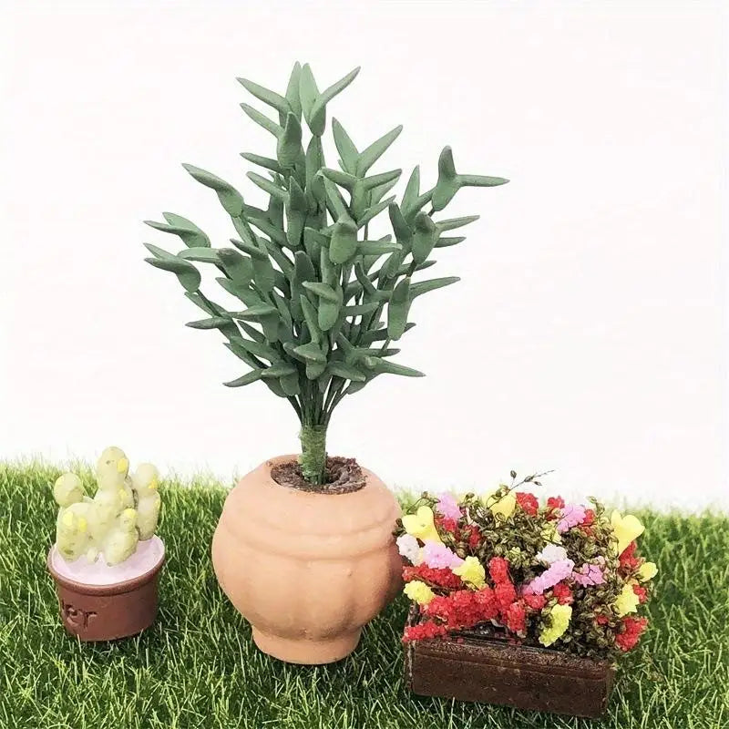 Miniature Potted Plant Simulation Flower Model | Home Décor Miniature Plant Decor Babs