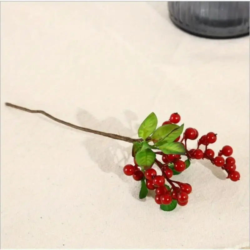 2Pcs Mini Artificial Berry Foam Flowers – Christmas & Wedding Decor Artificial Floral Decor Babs red 2pcs