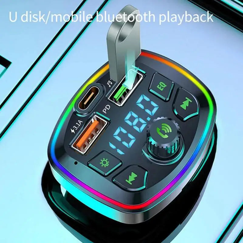 Car Bluetooth 5.0 FM Transmitter – PD 18W USB-C & Dual USB FM Transmitter Charger Babs