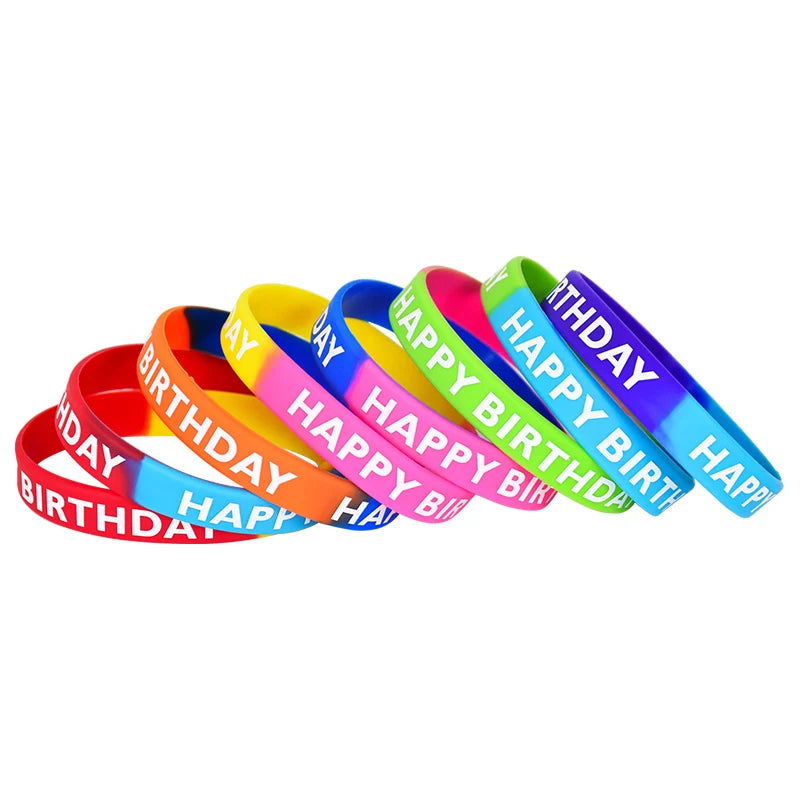 Happy Birthday Rubber Bracelets Kids Party Favors 10/20 Pcs Party Favor Bracelets Babs 10pcs