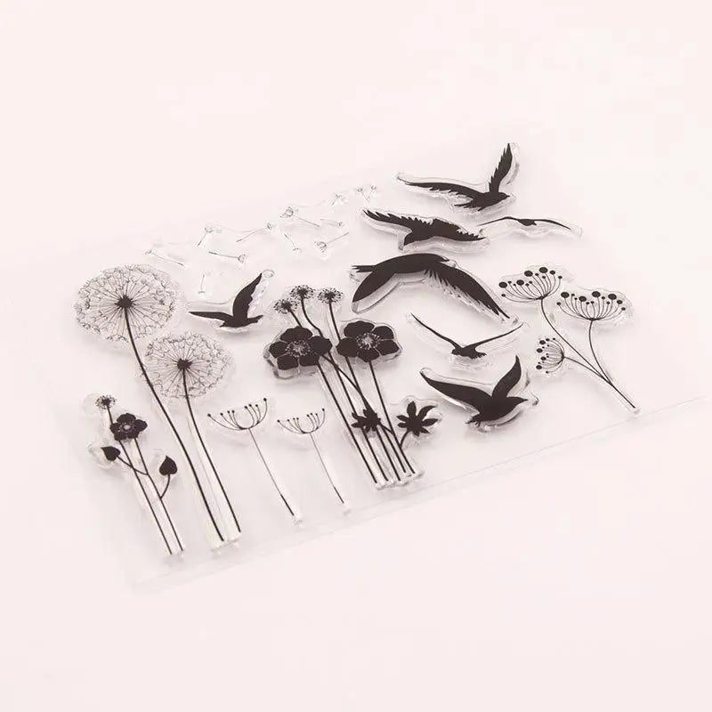 Bird Pattern Clear Silicone Stamp – Holiday Cards & Scrapbooking Clear Craft Stamp Babs