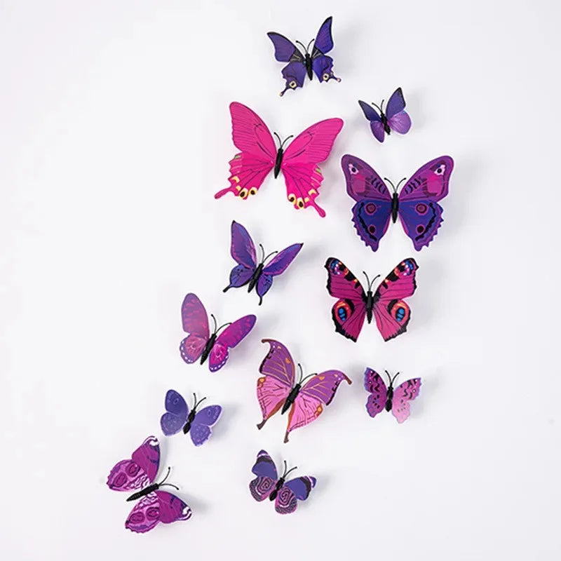 12Pcs 3D Butterfly Wall Stickers – Home & Wedding Décor 3D Wall Stickers Babs Purple