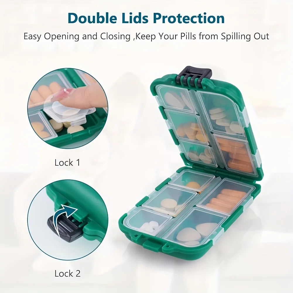 10-Compartment Pill Box – Moisture-Proof Travel Organizer Pill Organizer Babs
