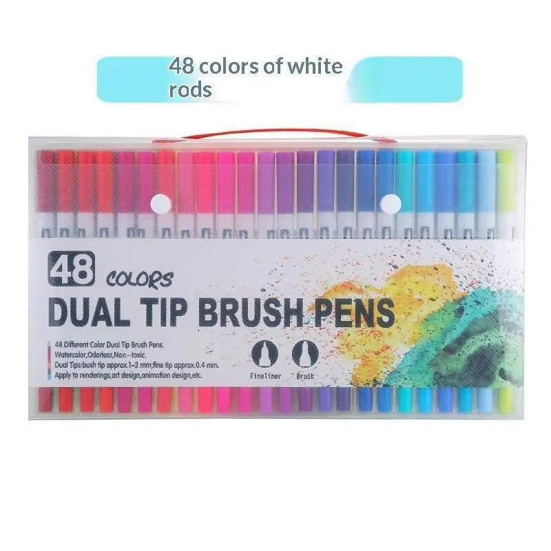 36-Color Soft Tip Brush Pens – Washable Water-Based Markers Watercolor Brush Pens Babs 48colors wite