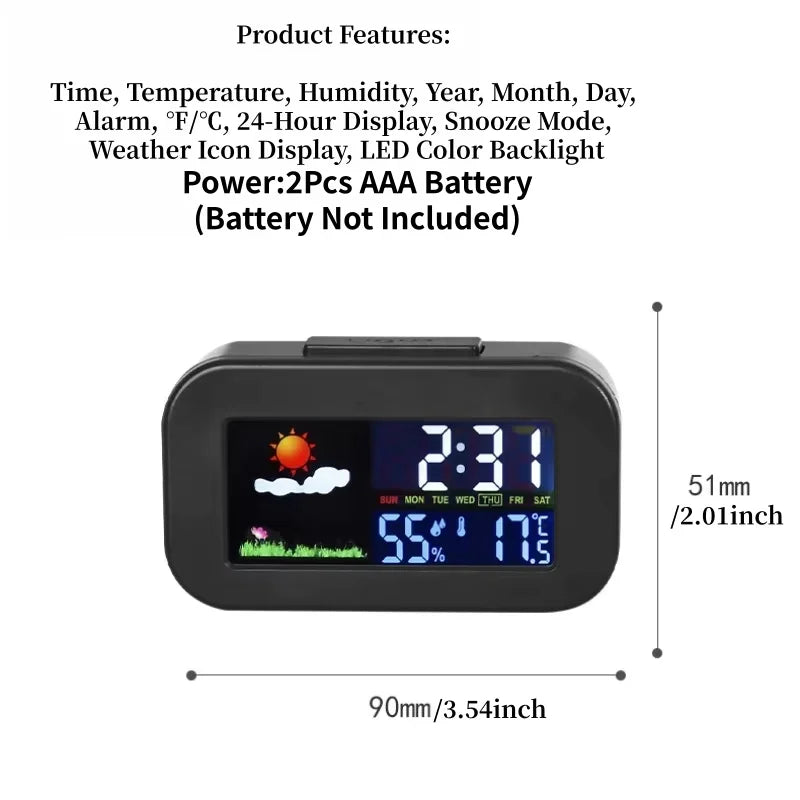 Mini Digital Alarm Clock – Temp, Humidity & LED Backlight Digital Alarm Clock Babs