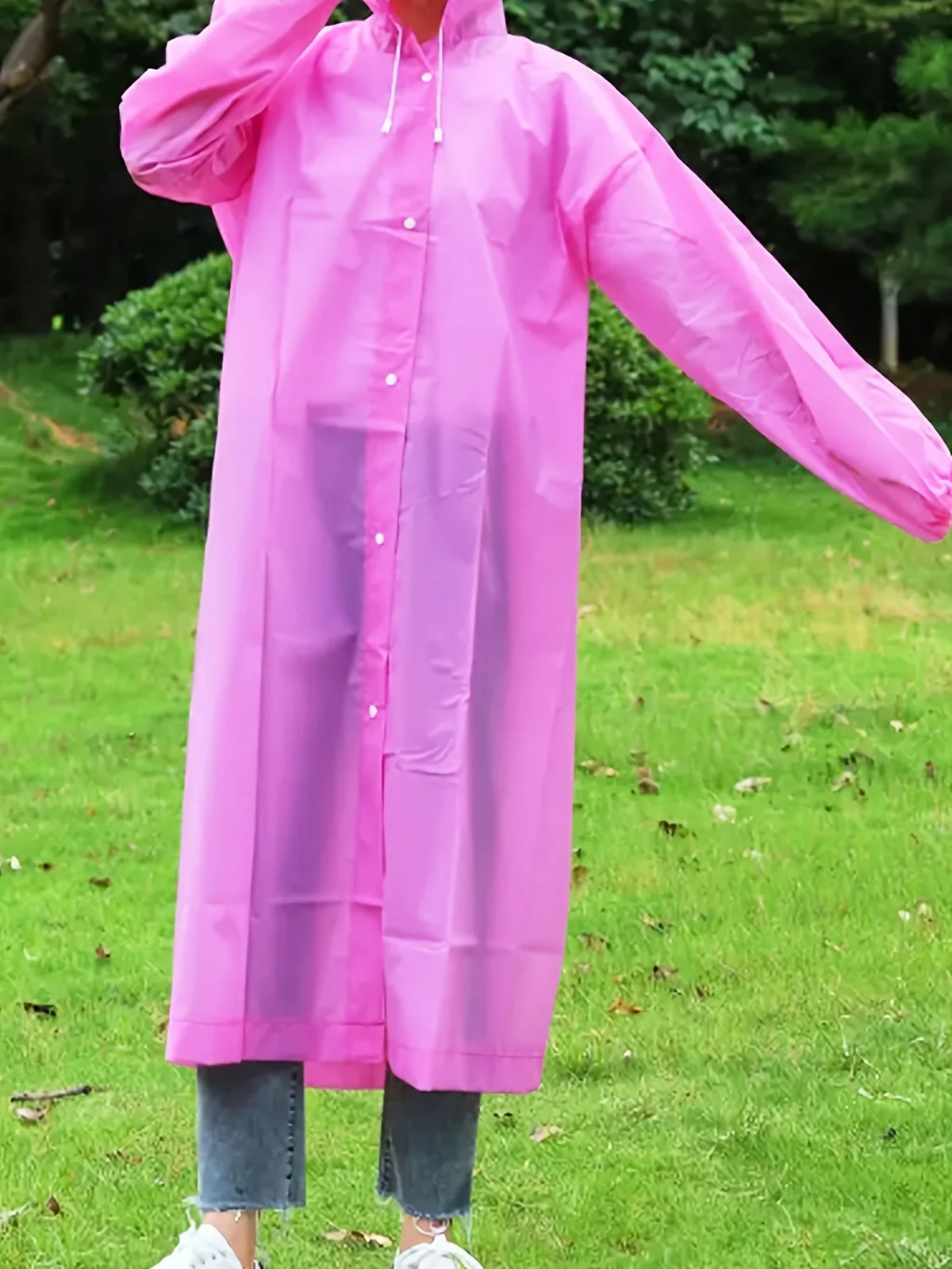 Pink Adult Raincoat – Windproof Waterproof Portable Rain Cape Waterproof Rain Cape Babs