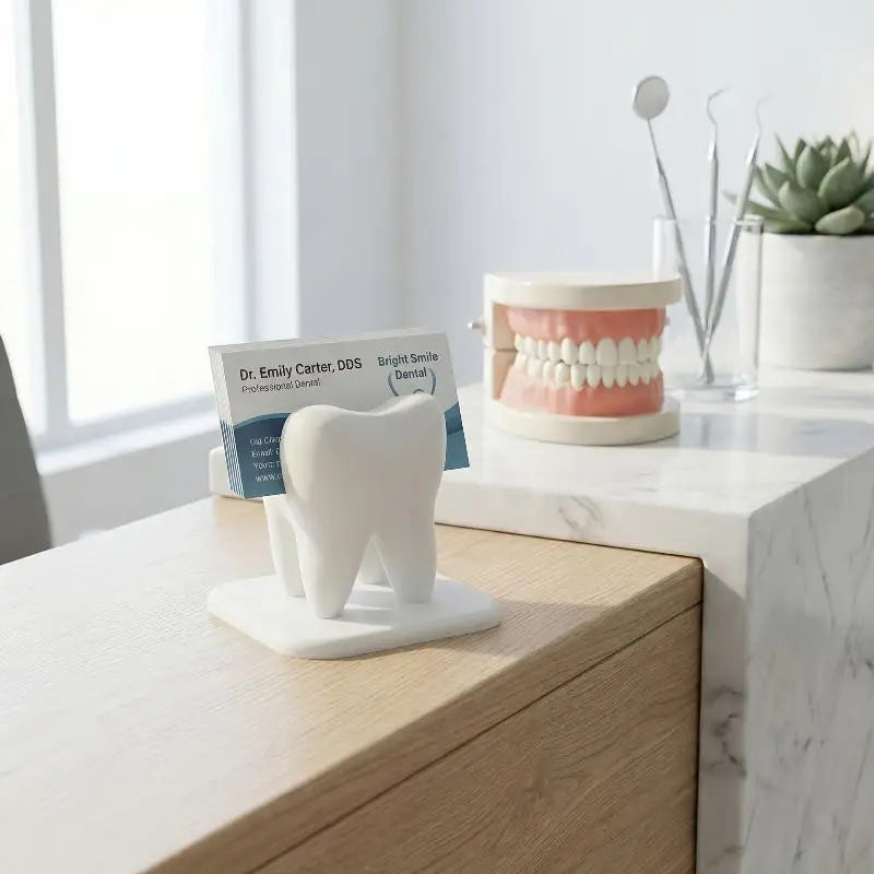 Tooth-Shaped Business Card Holder – Dental Desk Organizer Business Card Holder Babs