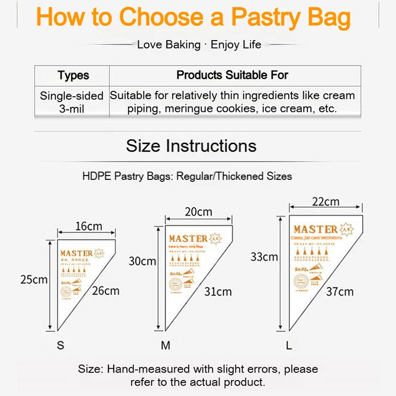 Disposable Piping Bags 50/100 Pcs – BPA-Free Cake Decorating Piping Bags Babs