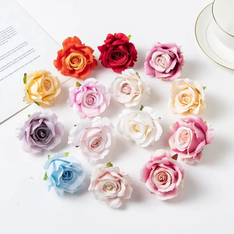 Silk Artificial Rose Flower Heads 5/10 Pcs – Wedding & Home Decor Artificial Silk Flowers Babs