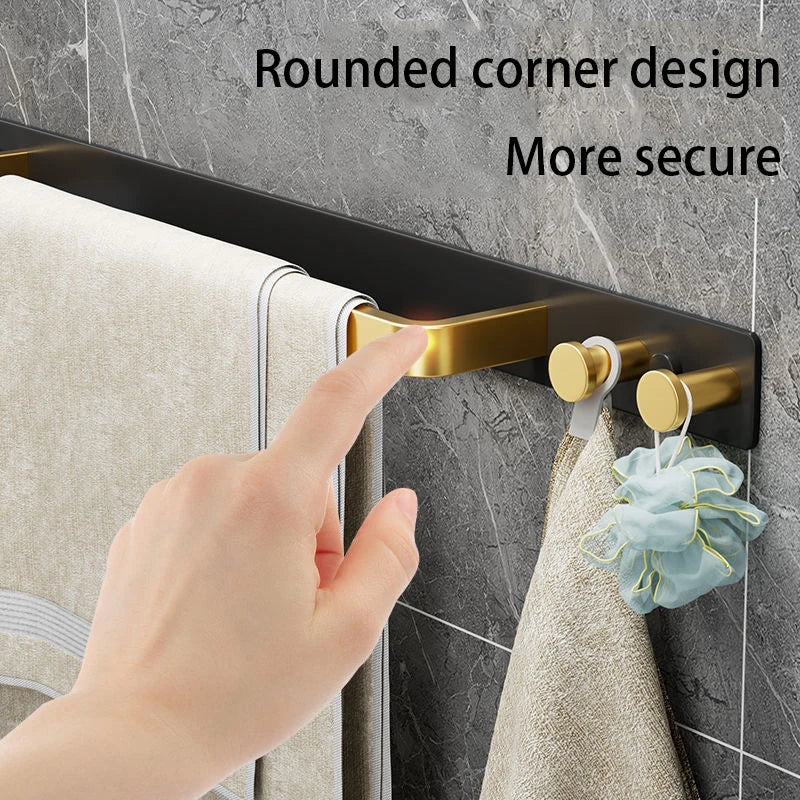 No-Drill Adhesive Wall Towel Rack – Space Aluminum Holder Wall Towel Rack Babs