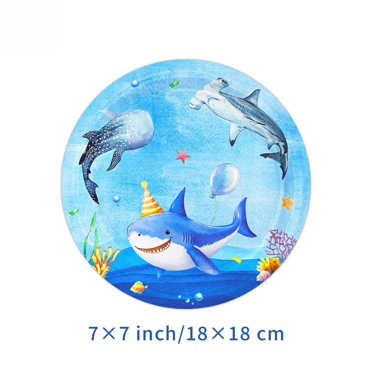 Under the Sea Party Tableware – Shark Paper Plates & Cups Party Tableware Set Babs A-1 10pcs