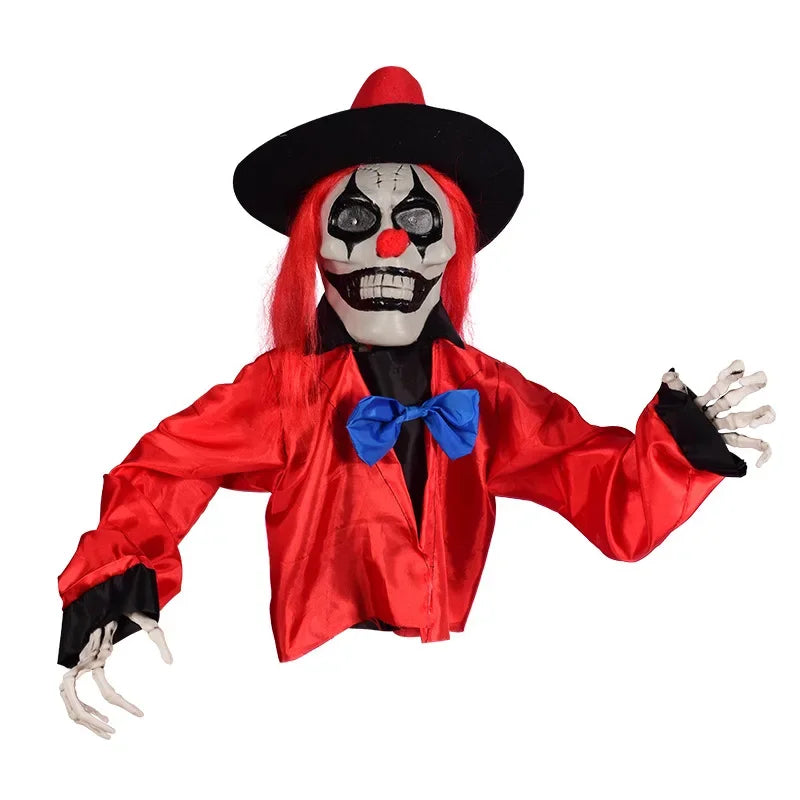 Creepy Clown Ghost Lawn Stake | Glowing Eyes Halloween Decor Halloween Lawn Stake Babs Red
