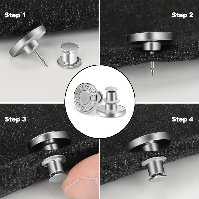 Silvery Metal Detachable Waist Button for Jeans & Skirts Clothing Button Babs