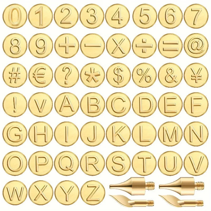 56Pcs Wood Burning Stencil Set – Brass Letter & Number Tips Wood Burning Tips Babs 56pcs set
