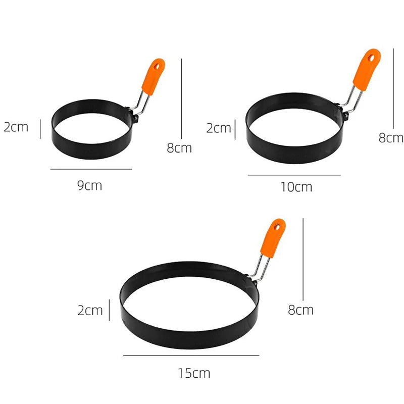 Stainless Steel Fried Egg Ring with Silicone Handle | Non-Stick Egg Ring Mold Babs 3pcs-9 10 15