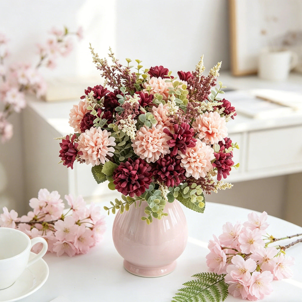 Silk Chrysanthemum Artificial Flowers – Wedding & Home Décor Artificial Flower Bouquet Babs