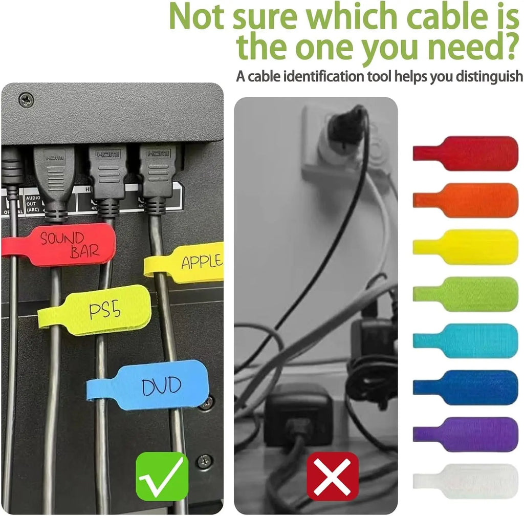 Reusable Writable Cable Label Velcro Tags 16/32pcs Cable Management Tags Babs