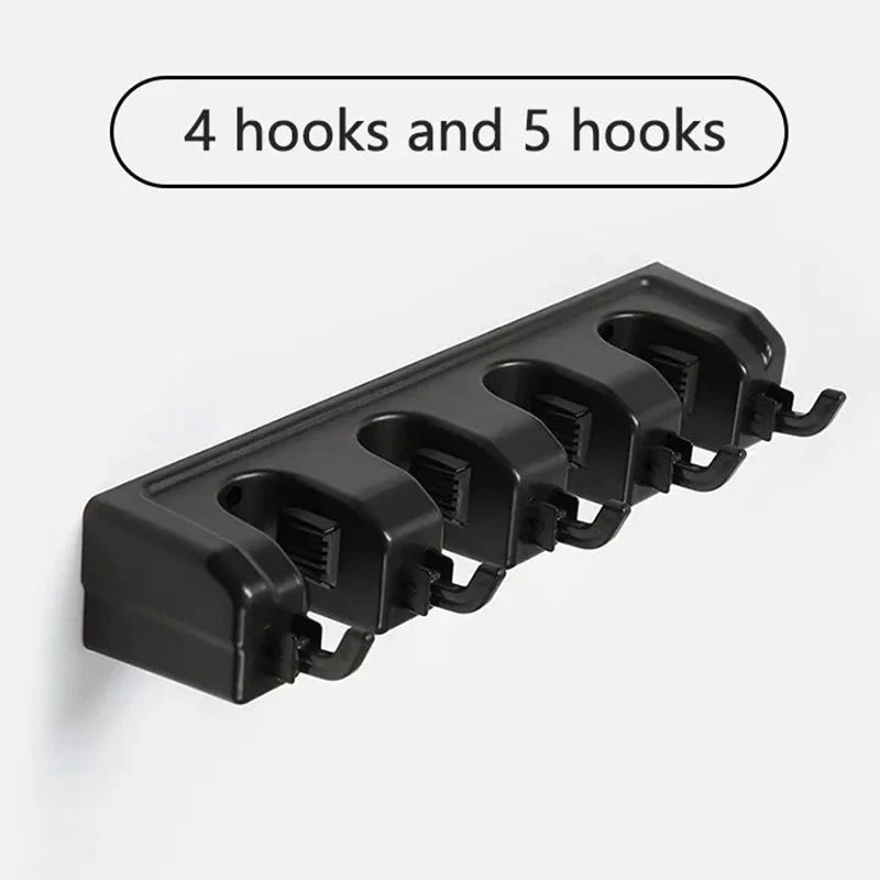Wall-Mounted Mop & Broom Holder Rack – 3/4/5 Slot Broom & Mop Holder Babs H-4ABS