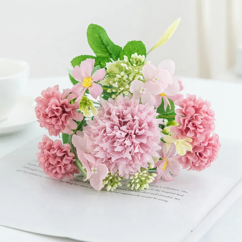Artificial Silk Lilac Chrysanthemum Bouquet – Wedding & Home Décor Artificial Flower Bouquet Babs Rose Red 3 pcs