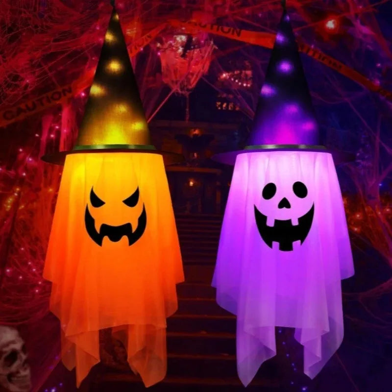 Halloween Glowing Witch Hat Hanging Decor | LED 1/2 Pack Halloween Hanging Decor Babs