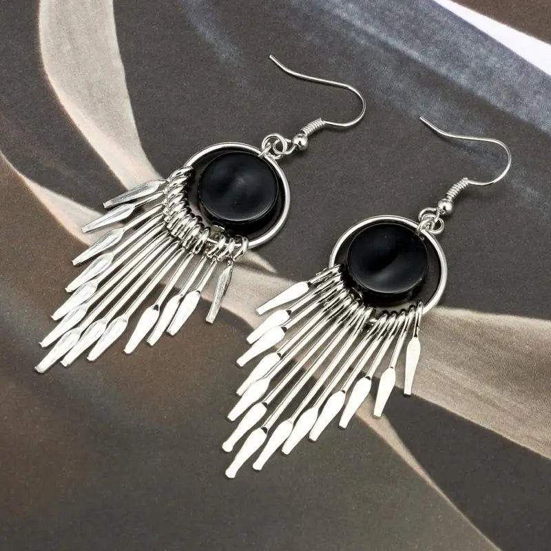 Classic Chain Drop Earrings – Vintage Long Alloy Gold & Silver Drop Earrings Babs
