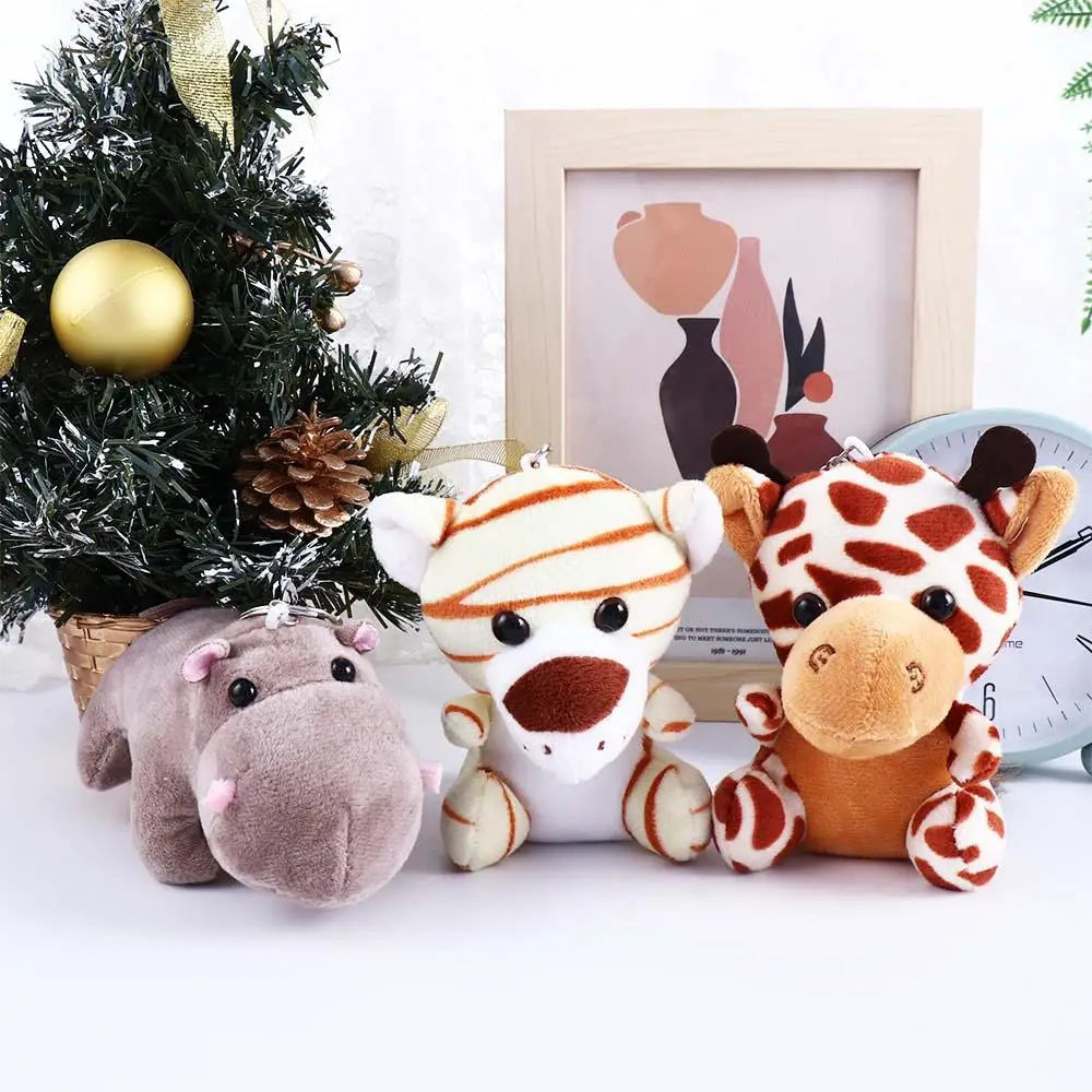Jungle Animal Plush Keychain – Elephant & Tiger Stuffed Plush Keychain Babs