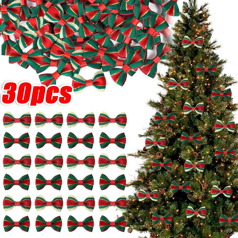 30Pcs Mini Christmas Bow Knots – Tree, Wreath & Gift Décor Christmas Bow Ornaments Babs