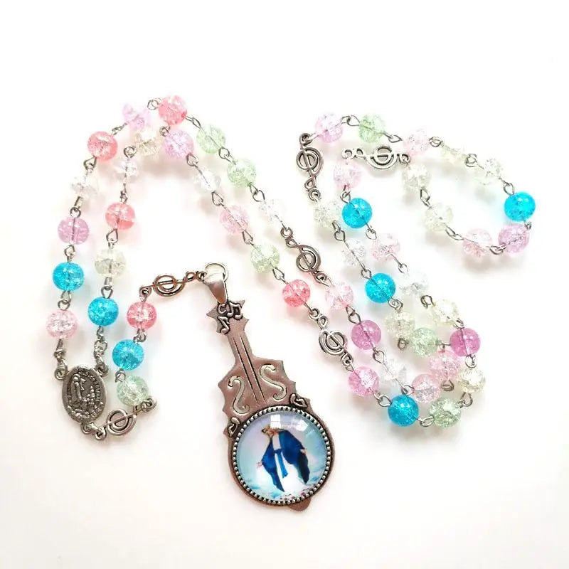 Catholic Rosary Bead Necklace – Long Chain Crucifix Pendant Rosary Bead Necklace Babs 1pc
