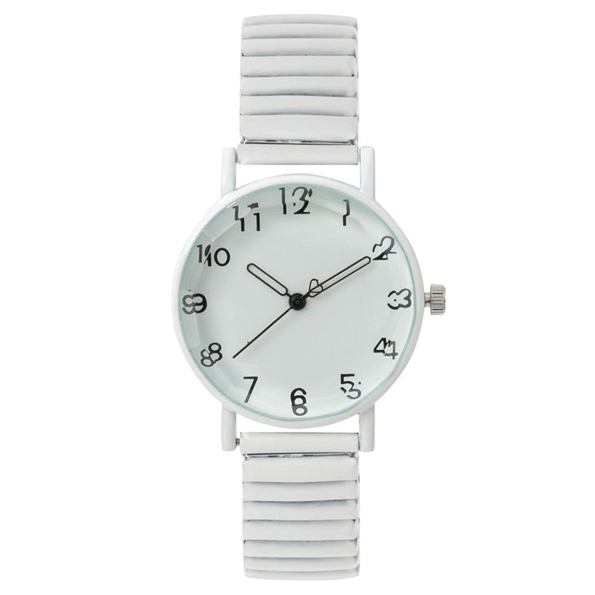 Women's Elastic Strap Quartz Watch – Vintage Fashion Wristwatch Women's Quartz Watch Babs White