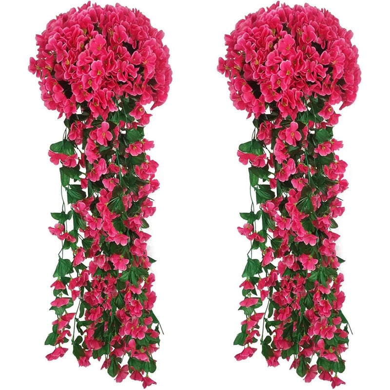 Silk Artificial Violet Flower String – Wedding & Home Wall Decor Artificial Flower Garland Babs Rose Red