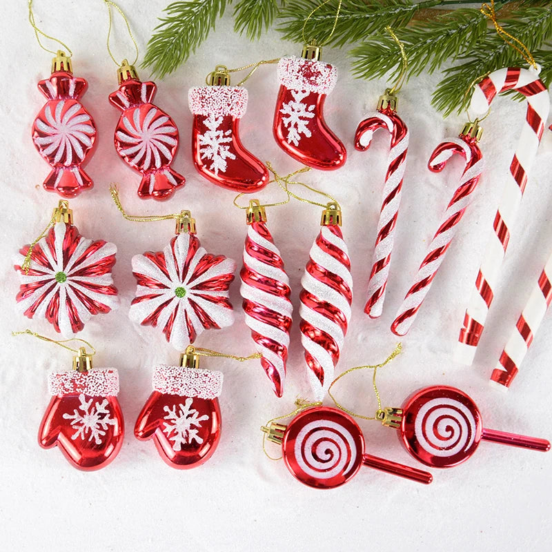 6Pcs Christmas Candy Cane Lollipop Tree Ornaments Set Christmas Ornaments Babs