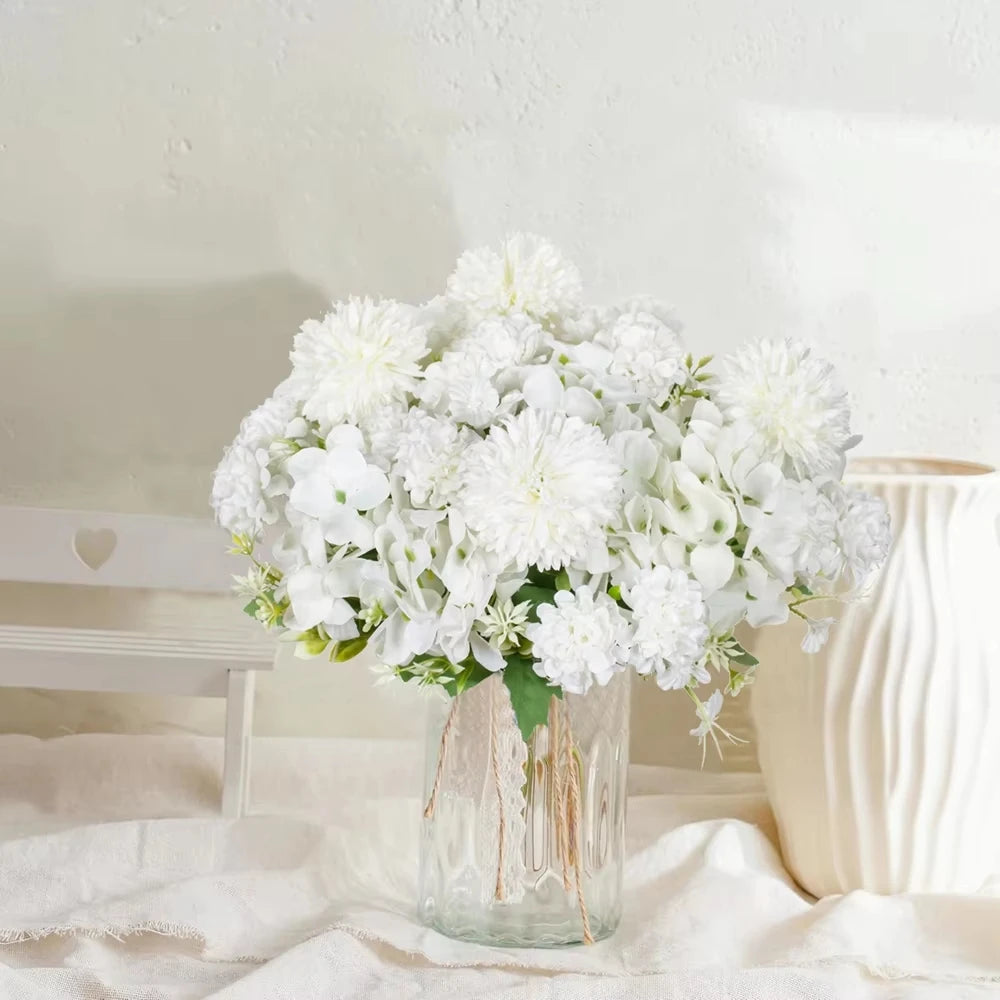 Artificial 7-Head Carnation Hydrangea Chrysanthemum Bouquet Artificial Flower Bouquet Babs