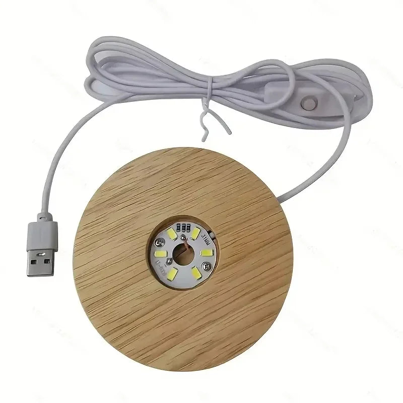 Wooden LED USB Night Light Display Stand – Desktop Lamp Base LED Display Lamp Base Babs